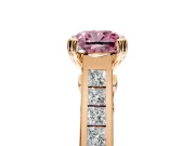 Solitaire Engagement Ring Setting for Fancy Pink Cushion Cut Center with Channel Band and Double Claw Prong Head in Rose Gold