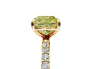 Solitaire Engagement Ring Setting for Fancy Yellow Cushion Cut Center with Pave Accents and Prong Head in Yellow Gold