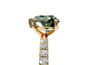 Solitaire Engagement Ring Setting for Fancy Green Heart-Shaped Center with Micro Pave Band and Prong Head in Yellow Gold