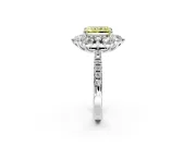 Floral Halo Engagement Ring Setting for Fancy Yellow Radiant Cut Center with Pave Accents and Prong Head in Sterling Silver