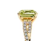 Solitaire Engagement Ring Setting for Fancy Yellow Asscher Cut Center with Twisted Pave Split Shank and Prong Head in Yellow Gold