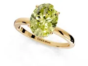 Hidden Halo Engagement Ring Setting for Fancy Yellow Oval Center with Plain Band and Tall Prong Head in Yellow Gold