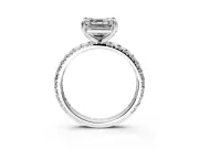 Solitaire Engagement Ring Setting for Asscher Cut Center with Shared-Prong Accents and Prong Head in Platinum
