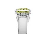 Solitaire Engagement Ring Setting for Fancy Yellow Princess Cut Center with Wide Band, Pave Collar and Prong Head in White Gold