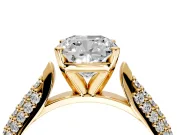 Solitaire Engagement Ring Setting for Cushion Cut Center with Multi-Row Accents and Prong Head in Yellow Gold