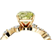 Solitaire Engagement Ring Setting for Fancy Yellow Cushion Cut Center with Bar-Station Pave Twist and Prong Head in Yellow Gold