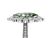 Milgrain Halo Engagement Ring Setting for Fancy Green Marquise Center with Bezel Point Accents and Prong Head in Platinum