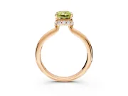Hidden Halo Engagement Ring Setting for Fancy Yellow Radiant Cut Center with Plain Rounded Band and Prong Head in Rose Gold