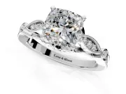 Solitaire Engagement Ring Setting for Cushion Cut Center with Marquise and Bezel Accents and Prong Head in Sterling Silver