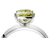 Solitaire Engagement Ring Setting for Fancy Yellow Princess Cut Center with Wide Knife Ridge Band and Prong Head in White Gold