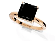 Solitaire Engagement Ring Setting for Fancy Black Princess Cut Center with Fine Wire Band and Prong Head in Rose Gold