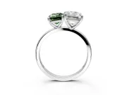 Fancy Green Emerald Cut and Emerald Cut Lab-Grown Diamond Toi et Moi Engagement Ring with Prong-Set Stones in Platinum