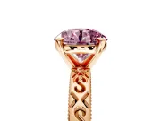 Solitaire Engagement Ring Setting for Fancy Pink Round Cut Center with Scrollwork Band and Prong Head in Rose Gold