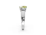 3 Stone Engagement Ring Setting for Fancy Yellow Oval Center with Raised Basket Heads and Prong Head in Platinum