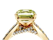 Solitaire Engagement Ring Setting for Fancy Yellow Asscher Cut Center with Crossover Accents and Prong Head in Yellow Gold