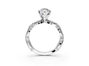 Solitaire Engagement Ring Setting for Marquise Center with Marquise Panel Band and Prong Head in Sterling Silver