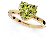 Hidden Halo Engagement Ring Setting for Fancy Yellow Heart-Shaped Center with Wide Flat Plain Band and Prong Head in Yellow Gold