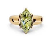 Tension Engagement Ring Setting for Fancy Yellow Marquise Center with Wide Flat Band and Tension Head in Yellow Gold