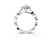 Halo Engagement Ring Setting for Pear-Shaped Center with Pave and Plain Twist Band and Prong Head in Platinum