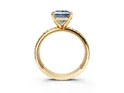Solitaire Engagement Ring Setting for Fancy Blue Princess Cut Center with Milgrain X Pattern Band and Prong Head in Yellow Gold