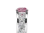 Solitaire Engagement Ring Setting for Fancy Pink Cushion Cut Center with Graduated Shared Prongs and Prong Head in Sterling Silver