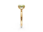 Hidden Halo Engagement Ring Setting for Fancy Yellow Asscher Cut Center with Thin Round-Wire Band and Prong Head in Yellow Gold
