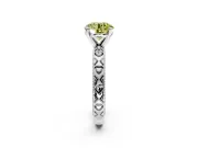 Solitaire Engagement Ring Setting for Fancy Yellow Round Cut Center with XO Engraved Band and Prong Head in Platinum