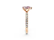 Solitaire Engagement Ring Setting for Fancy Pink Pear-Shaped Center with Micro Pave Band and Prong Head in Rose Gold
