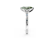 Baguette Engagement Ring Setting for Fancy Green Marquise Center with Alternating Bar-Set Band and Prong Head in White Gold