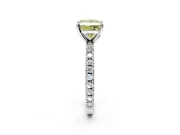 Solitaire Engagement Ring Setting for Fancy Yellow Princess Cut Center with Fine Pave Band and Claw Prong Head in White Gold