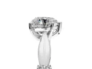 Solitaire Engagement Ring Setting for Heart-Shaped Center with Carved Leaf Shoulders and Prong Head in Platinum