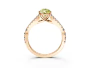 Solitaire Engagement Ring Setting for Fancy Yellow Pear-Shaped Center with Pave Split Shank and Prong Head in Rose Gold
