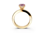 Solitaire Engagement Ring Setting for Fancy Pink Round Cut Center with Channel-Set Accents and Prong Head in Yellow Gold