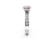 Solitaire Engagement Ring Setting for Fancy Pink Princess Cut Center with Channel-Set Accents and Prong Head in White Gold