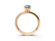 Solitaire Engagement Ring Setting for Fancy Blue Pear-Shaped Center with Milgrain X Pattern Band and Prong Head in Rose Gold