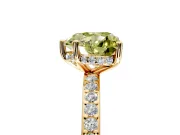 Solitaire Engagement Ring Setting for Fancy Yellow Heart-Shaped Center with Fine Pave Band and Prong Head in Yellow Gold