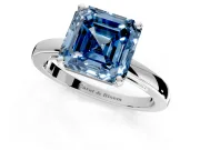 Solitaire Engagement Ring Setting for Fancy Blue Asscher Cut Center with Basket Rail and Prong Head in Platinum