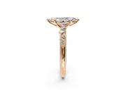 Cluster Engagement Ring Setting for Marquise Center with Round Cut Accent Band and Prong Head in Rose Gold
