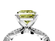 Solitaire Engagement Ring Setting for Fancy Yellow Princess Cut Center with Marquise Panel Band and Prong Head in Platinum