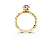 Solitaire Engagement Ring Setting for Fancy Pink Marquise Center with Milgrain X Pattern Band and Prong Head in Yellow Gold