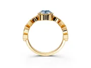 Milgrain Bezel Engagement Ring Setting for Fancy Blue Oval Center with Marquise Stations and Bezel Head in Yellow Gold