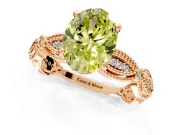 Solitaire Engagement Ring Setting for Fancy Yellow Oval Center with Marquise Panel Band and Prong Head in Rose Gold