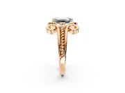 Solitaire Engagement Ring Setting for Emerald Cut Center with Twisted Band and Scroll Prong Head in Rose Gold