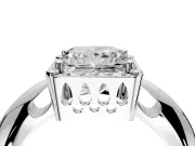 Halo Engagement Ring Setting for Princess Cut Center with Tapered Plain Band and Prong Head in Sterling Silver