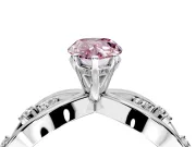 Solitaire Engagement Ring Setting for Fancy Pink Pear-Shaped Center with Criss-Cross Accent Band and Prong Head in Sterling Silver