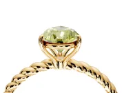 Solitaire Engagement Ring Setting for Fancy Yellow Pear-Shaped Center with Plain Twisted Rope Band and Prong Head in Yellow Gold