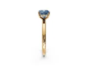 Hidden Halo Engagement Ring Setting for Fancy Blue Cushion Cut Center with Thin Round-Wire Band and Prong Head in Yellow Gold