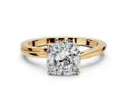 Solitaire Engagement Ring Setting for Cushion Cut Center with Plain Bypass Twist Band and Prong Head in Yellow Gold