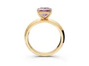 Solitaire Engagement Ring Setting for Fancy Pink Princess Cut Center with Wide Knife Ridge Band and Prong Head in Yellow Gold