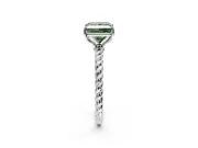 Solitaire Engagement Ring Setting for Fancy Green Princess Cut Center with Plain Twisted Rope Band and Prong Head in Platinum